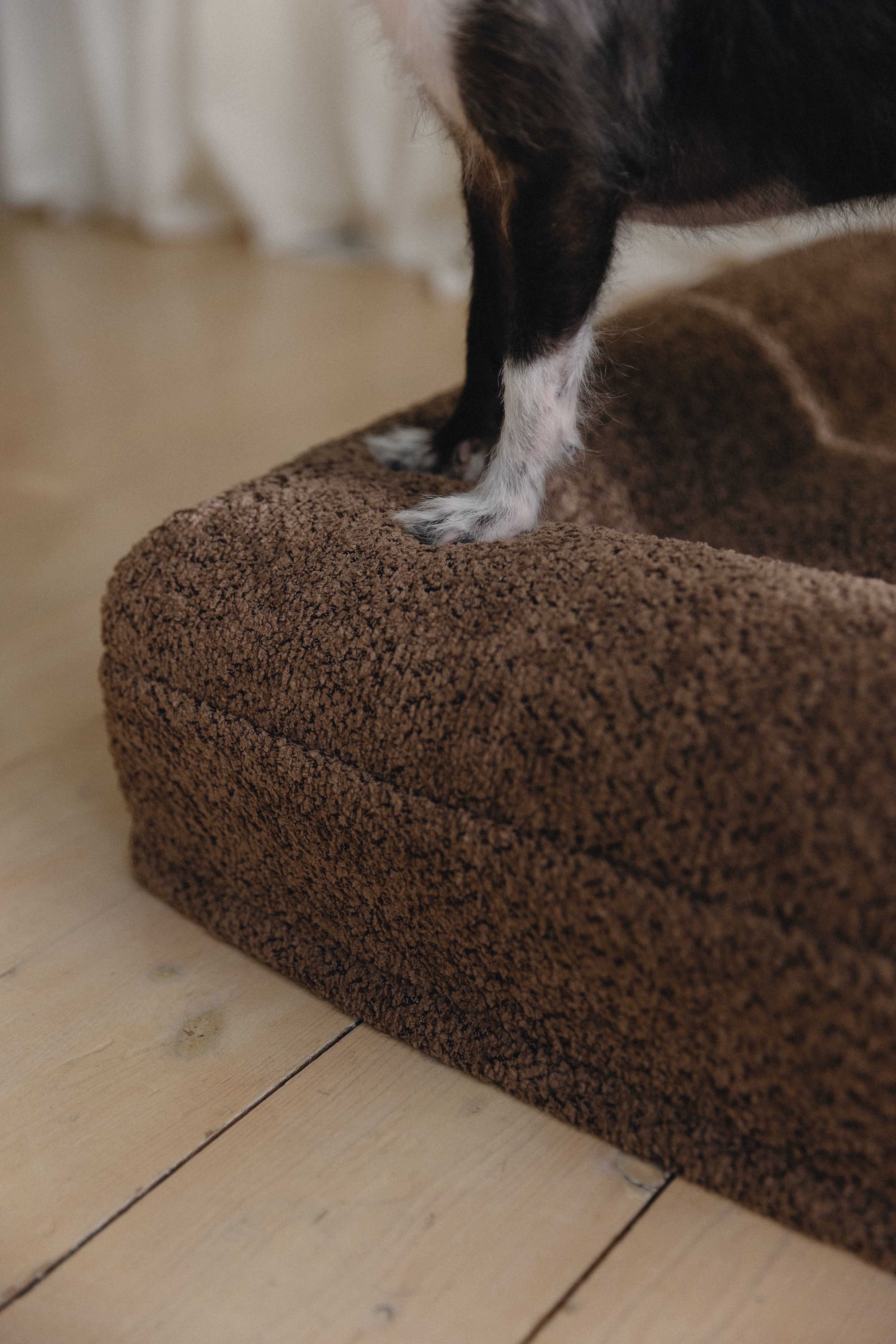 Brown Bouclé Dog Bed - (Size Extra Small / Small)