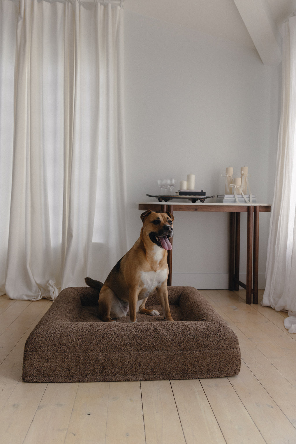 Brown Bouclé Dog Bed - (Size Small / Medium)