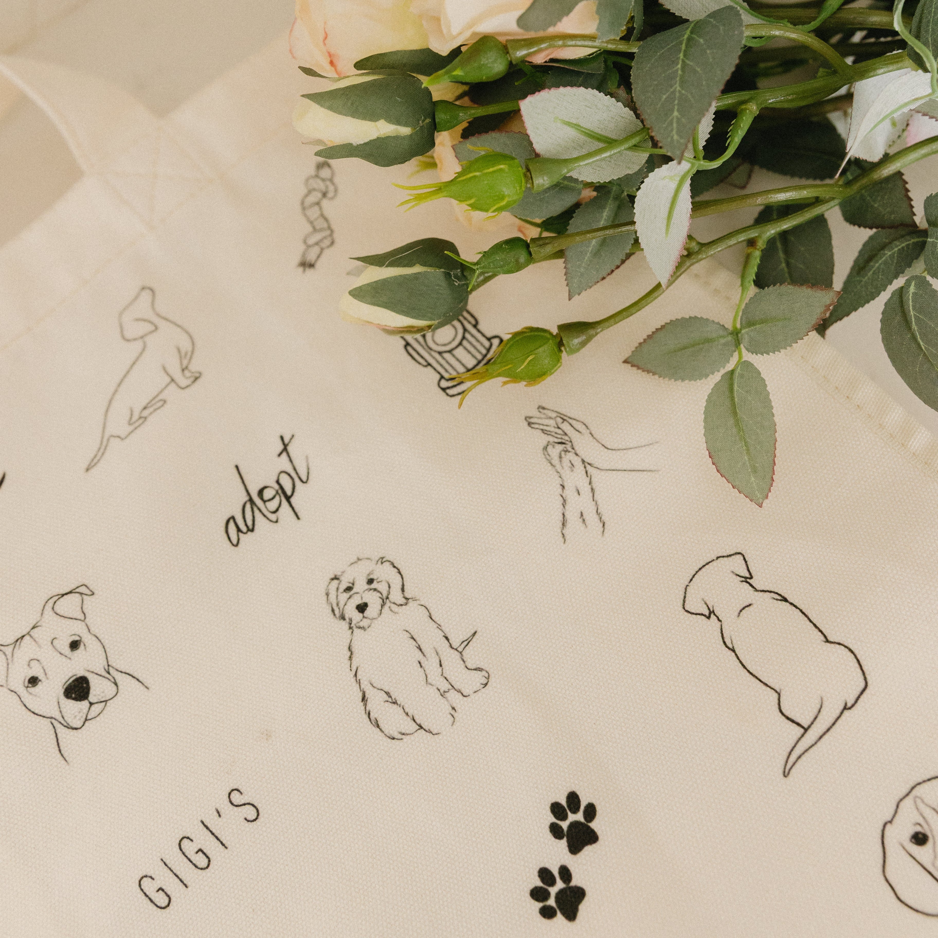Rescue dog-themed canvas tote bag with graphics – Gigi's Pawsitive Impact