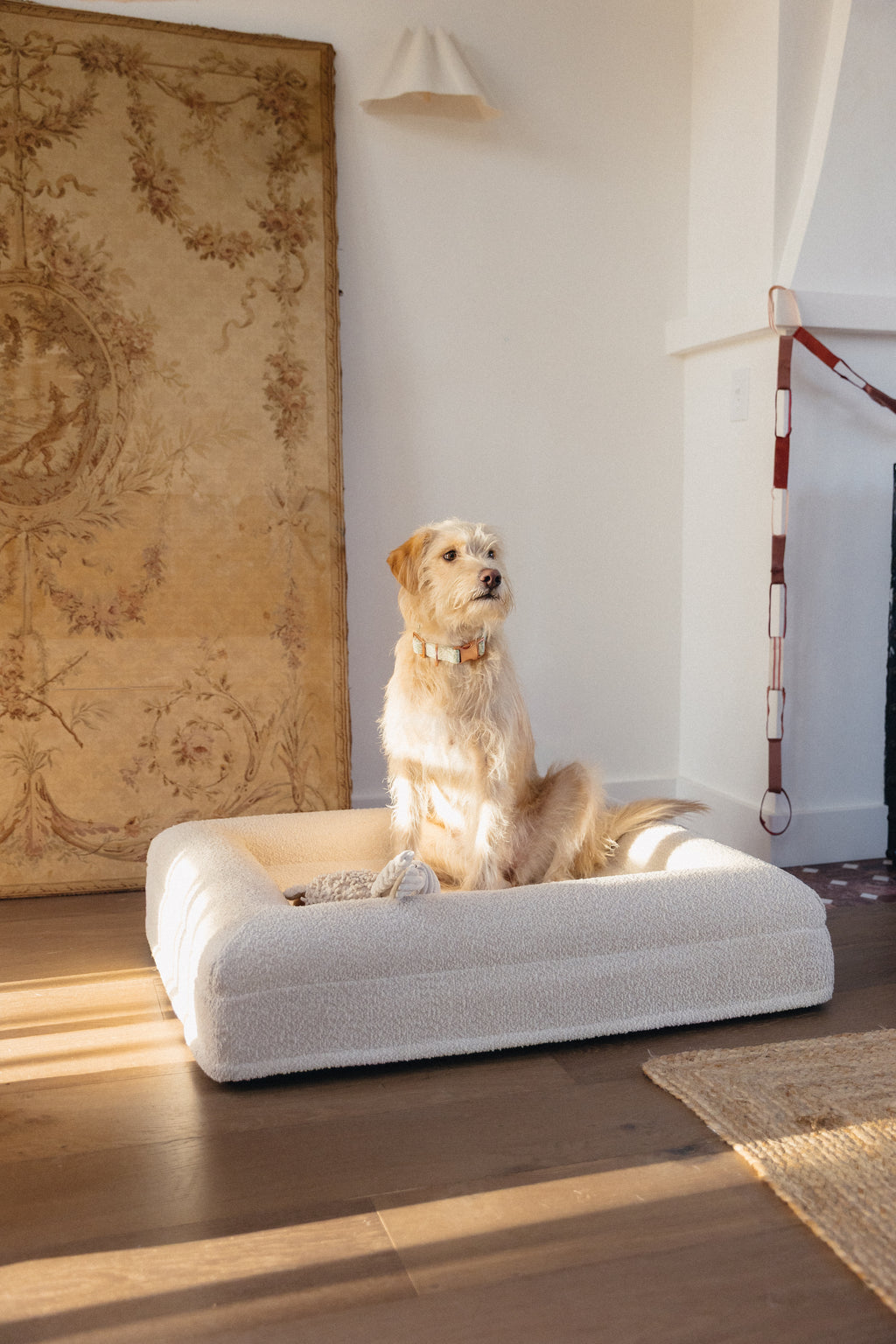 Cream Bouclé Dog Bed - (Size Small / Medium)
