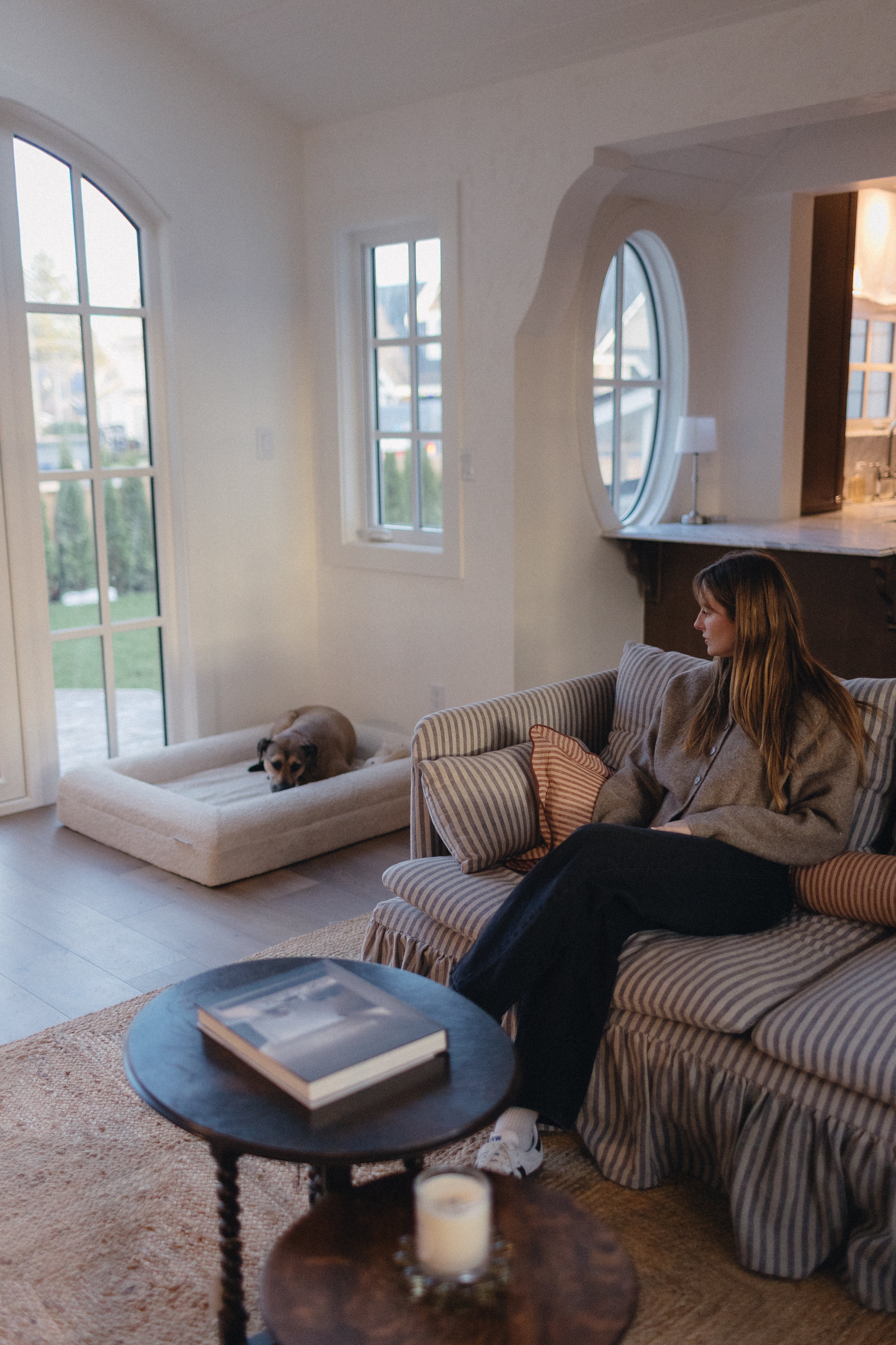 Cream Bouclé Dog Bed - (Size Medium / Large)