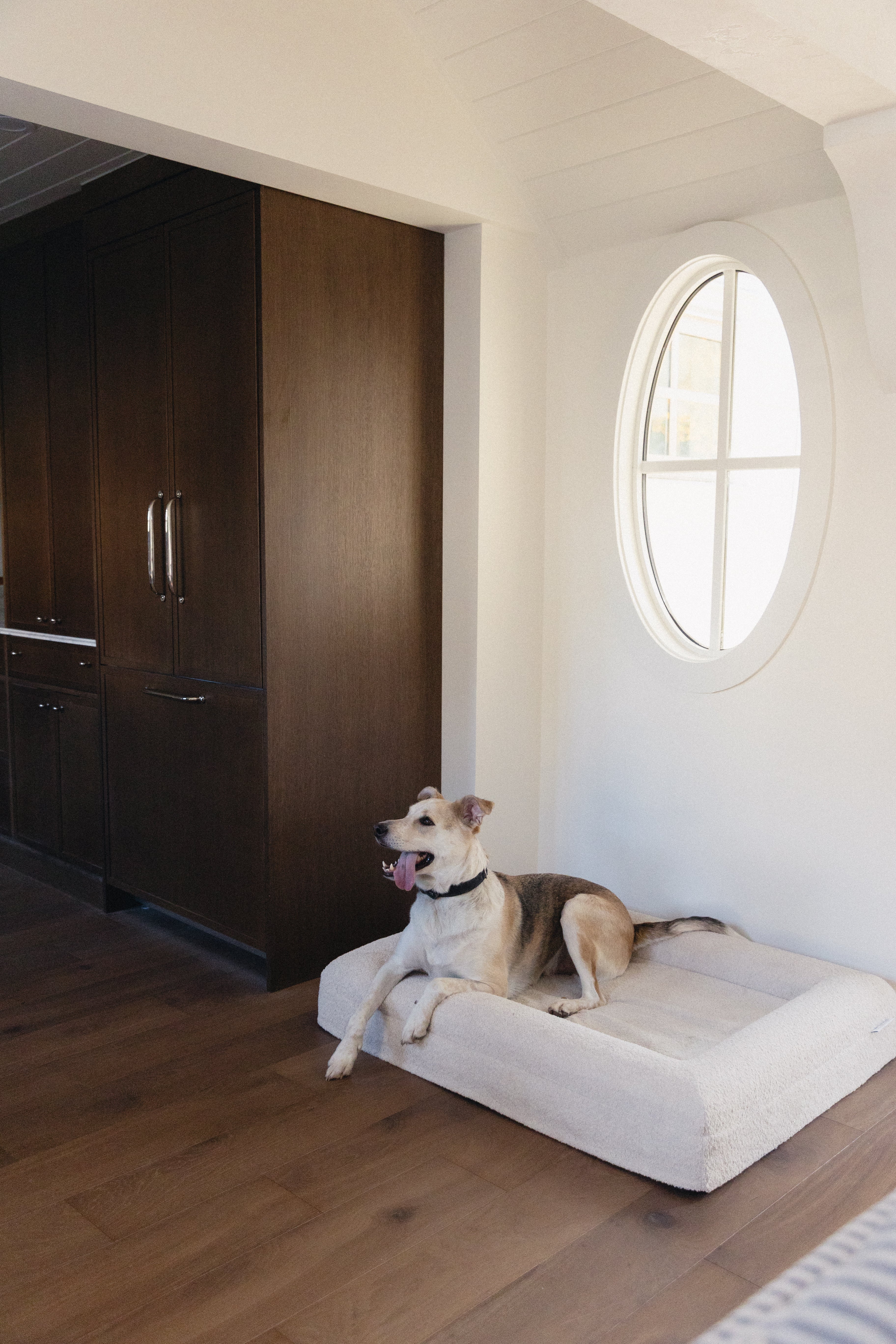 Cream Bouclé Dog Bed - (Size Medium / Large)