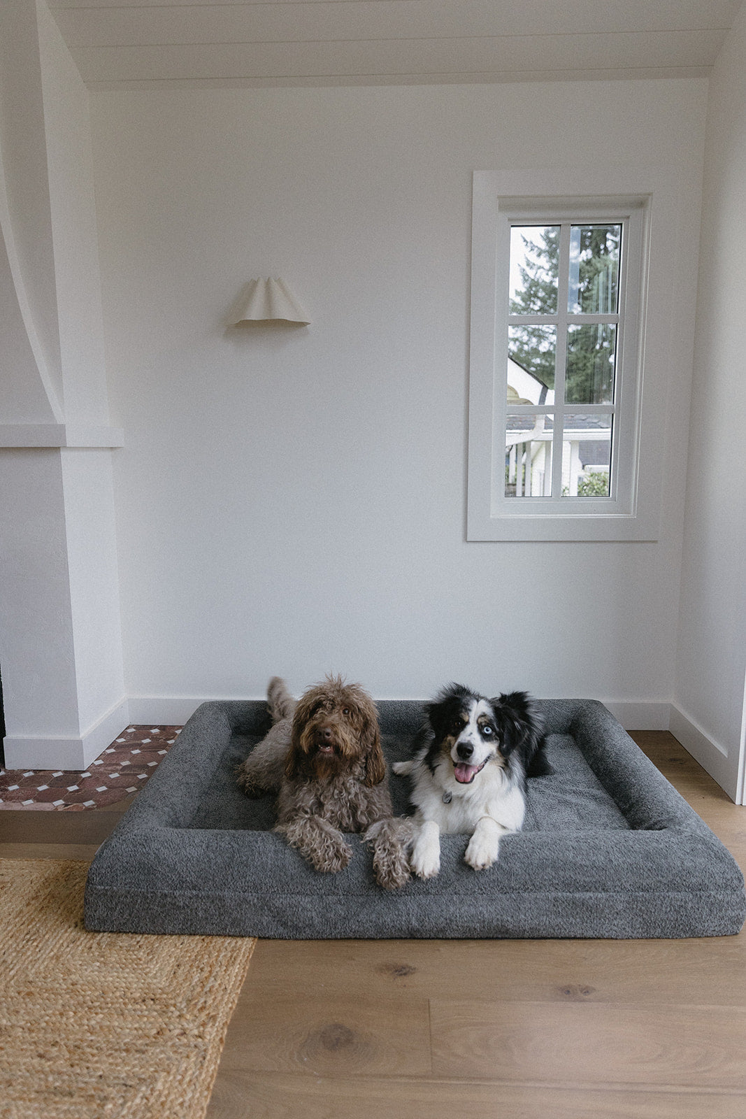 Dark Grey Bouclé Dog Bed - (Size Large / Extra Large)