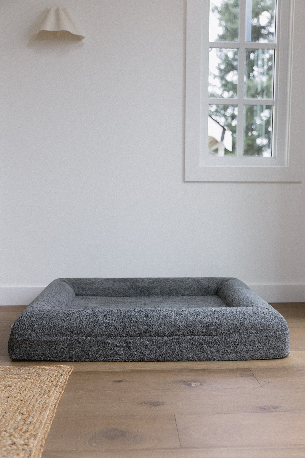 Dark Grey Bouclé Dog Bed - (Size Small / Medium)