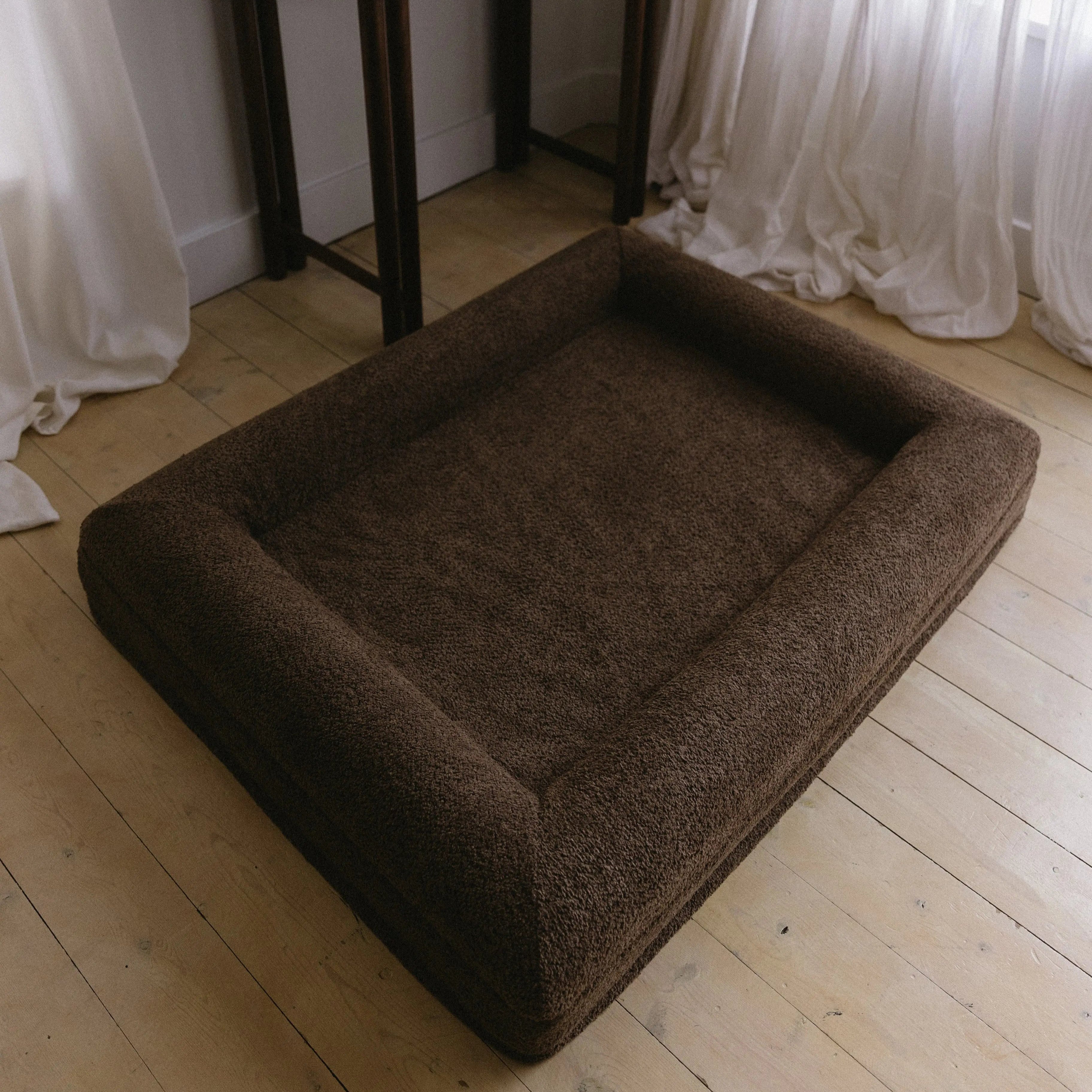 Spare cream boucle dog bed cover for medium / large size bed