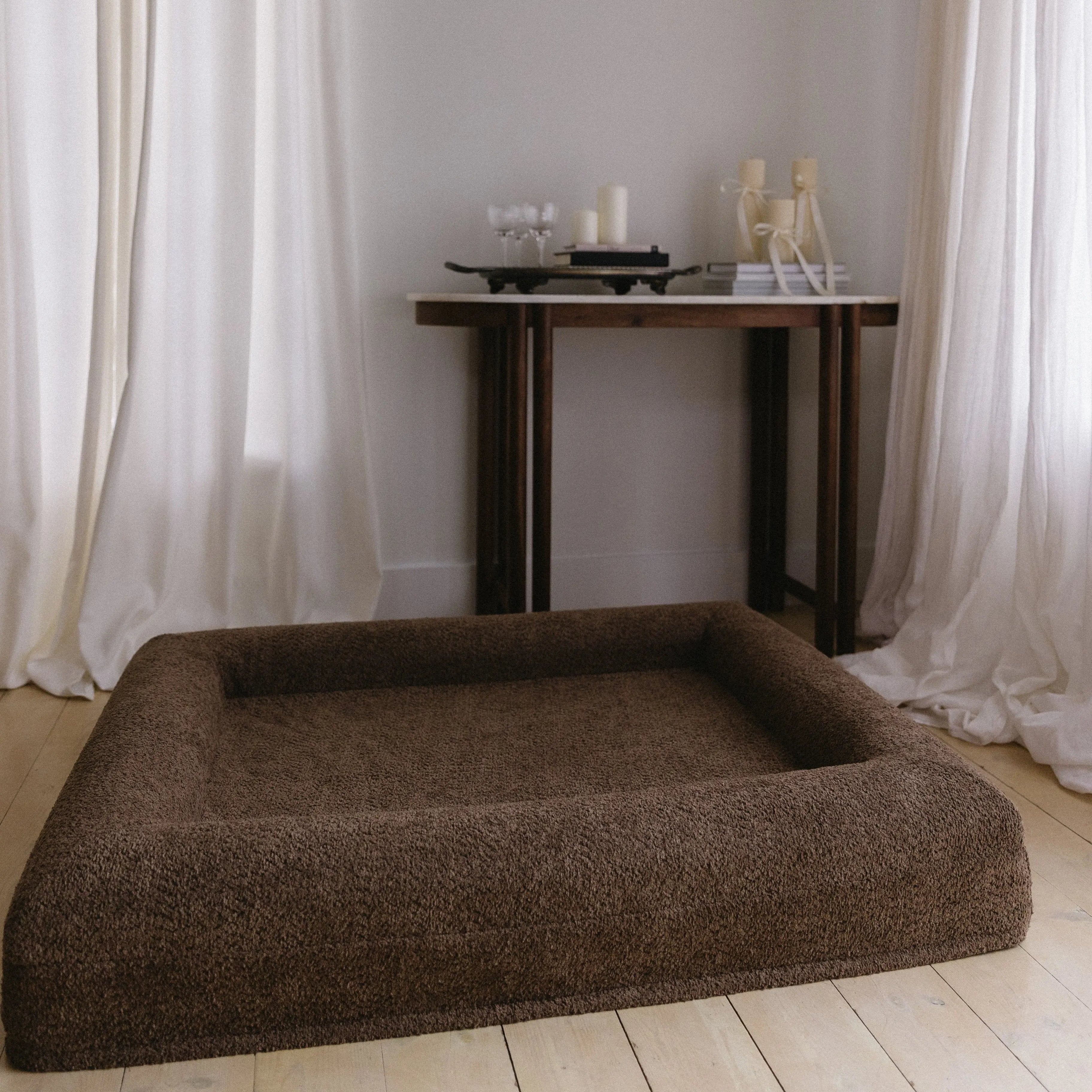 Spare cream boucle dog bed cover for medium / large size bed