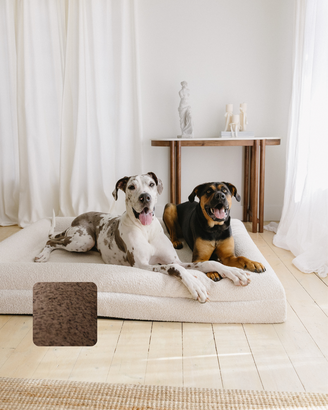 Brown Bouclé Dog Bed - (Size Large / Extra Large)