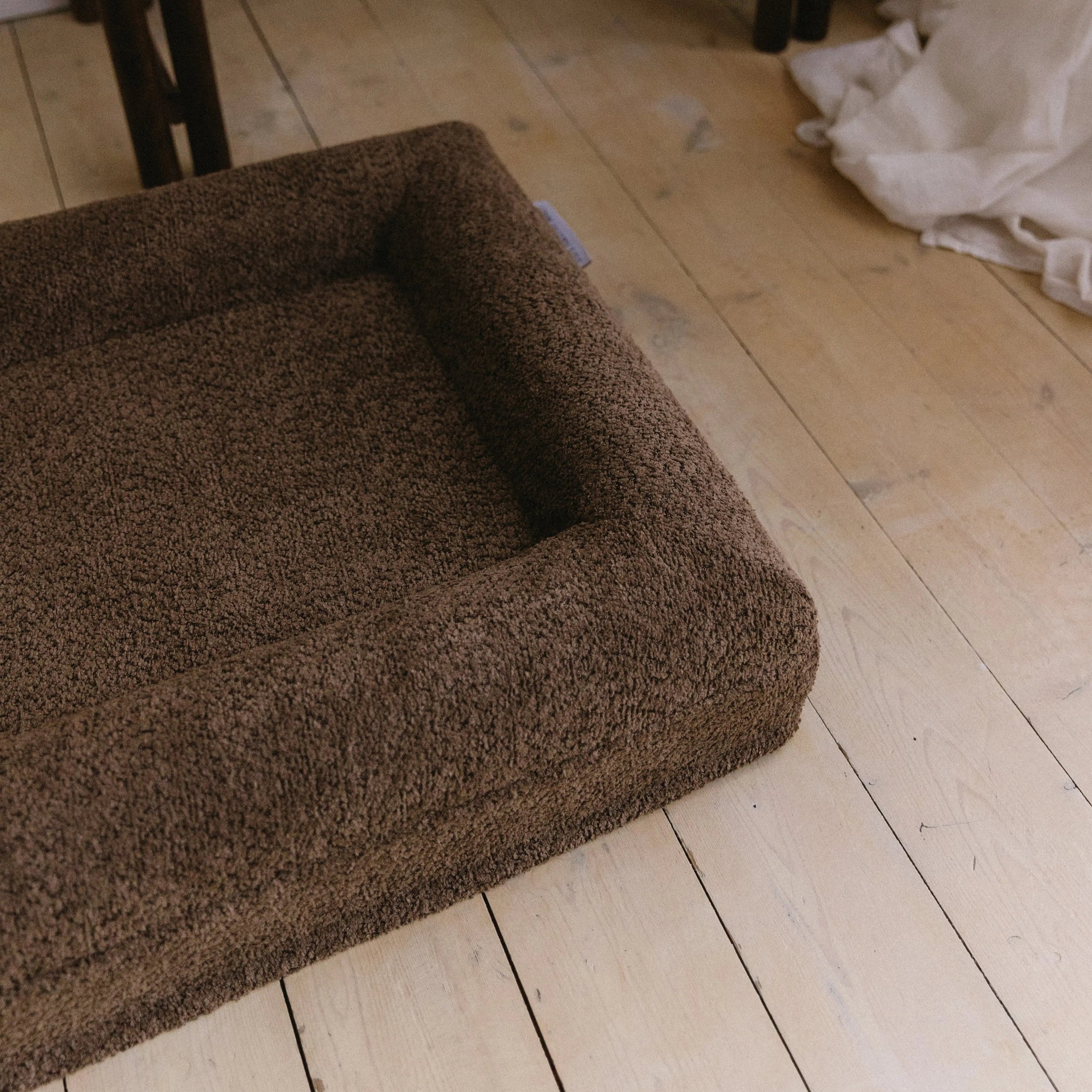 Spare cream boucle dog bed cover for small / medium size bed